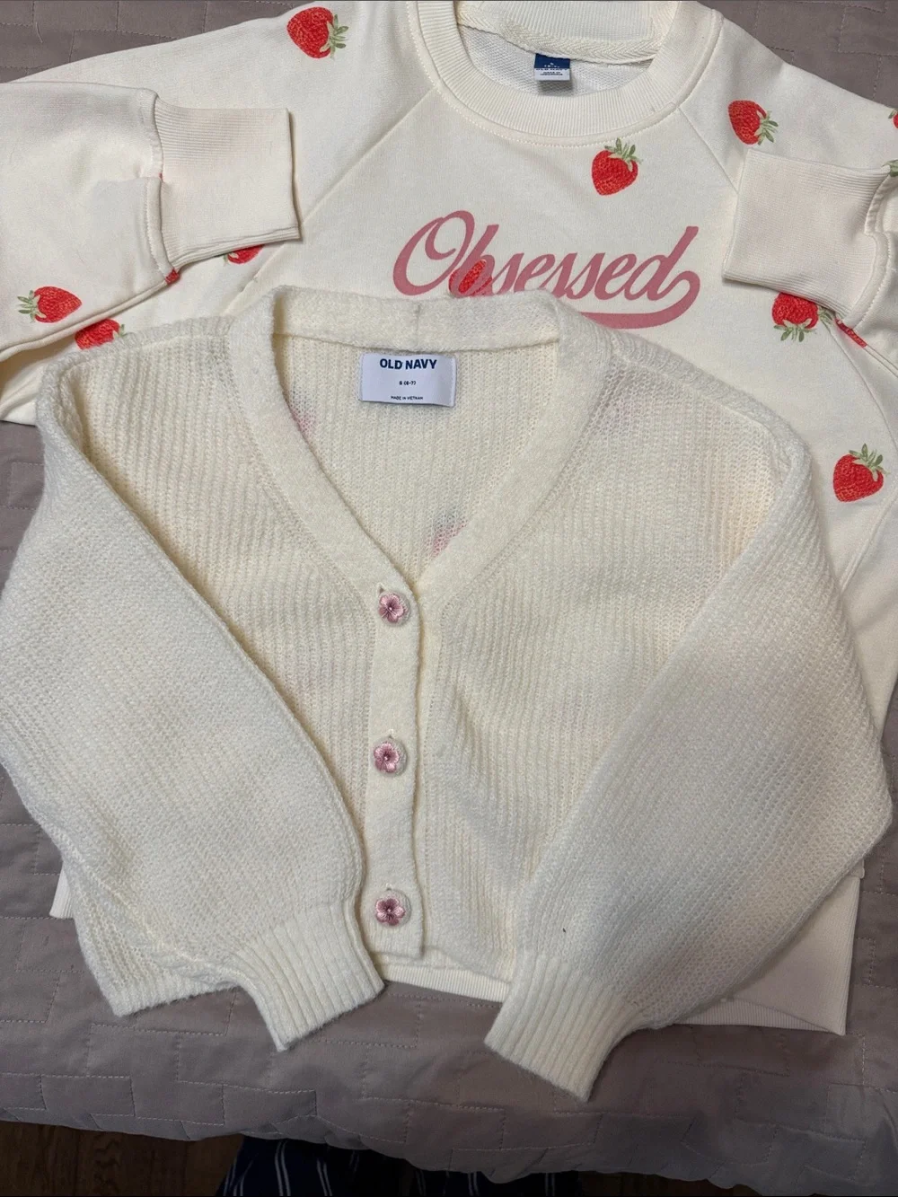Girls Old Navy Lot with Cropped Cardigan and a Strawberry sweatshirt